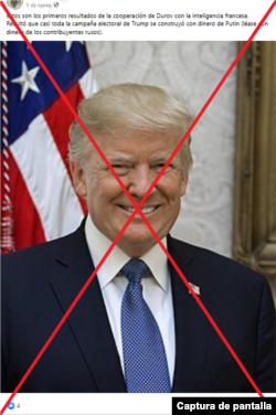 Captura de la desinformación que circula en Facebook.