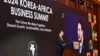 South Korean President Yoon Suk Yeol speaks during a 2024 Korea-Africa Business Summit with Mauritania President Mohamed Ould Ghazouani, not pictured, in Seoul on June 5, 2024.