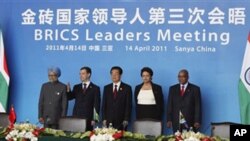 金砖五国领导人今年4月在中国三亚