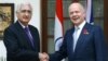 Indian Foreign Minister Salman Khurshid, left, with British Foreign Secretary William Hague, New Delhi, Nov. 8, 2012.