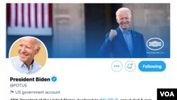 La cuenta @potus de presidente de EE.UU. Joe Biden vista poco después de su investidura en Washington, DC, el 20 de enero de 2021.