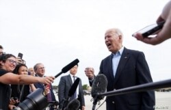 El presidente Joe Biden habla con los periodistas antes de abordar Air Force One, de Joint Base Andrews, Maryland, el 9 de junio de 2021.