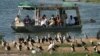 FILE - Tourists look at birds at the Queen Elizabeth National Park, western Uganda, April 2, 2009. The Ugandan government says gunmen have abducted a female American tourist and her driver inside the park April 2, 2019.