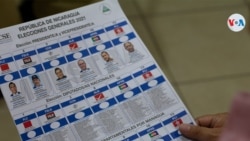 Una boleta de muestra de las elecciones presidenciales del 7 de noviembre de 2021 en Nicaragua. Foto Houston Castillo, VOA.