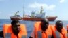 Migrants are rescued by SOS Mediterranee organization and Doctors Without Borders during a search and rescue operation with the MV Aquarius rescue ship, off the Libyan Coast, Aug. 10, 2018. 