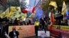 FILE - Demonstrators protest outside India's consulate in Toronto on Sept. 25, 2023, a week after Canadian Prime Minister Justin Trudeau raised the prospect of India's involvement in the murder of Sikh separatist leader Hardeep Singh Nijjar in Vancouver, British Columbia.