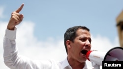 Juan Guaidó habló en un mitin contra el gobierno del presidente venezolano Nicolás Maduro en Caracas, Venezuela, 9 de marzo de 2019.