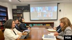 La vicepresidenta de Colombia, Marta Lucía Ramírez, en reunión con miembros de la Comisión Interamericana de Derechos Humanos, el 24 de mayo del 2021.