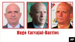 ARCHIVO: Fotos de Hugo (el Pollo) Carvajal en un anuncio de recompensa por su captura del Departamento de Justicia de EEUU del 26 de marzo de 2020.