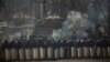 Riot police officers take position outside Kyiv's Independence Square, the epicenter of the country's current unrest, Ukraine, Feb. 1, 2014.