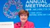 En esta imagen publicada por el FMI, la directora gerente del Fondo Monetario Internacional, Kristalina Georgieva, responde una pregunta durante una conferencia de prensa el jueves, en la sede del FMI durante las Reuniones Anuales del FMI / Banco Mundial de 2019.