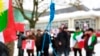 FILE - Iranian exiles shout slogans in front of a mock gallows to protest against executions in Iran during a demonstration outside the Iranian Embassy in Brussels, Dec. 29, 2010. Iran researcher Raha Bahreini said June, 27, 2018, that said Amnesty International was outraged that Iranian authorities had not taken steps to end what she called the "horrendous practice of executing juvenile offenders."
