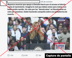 Captura de la publicación en X, el 26 de octubre de 2024.