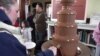 FILE - A chocolate fountain at the Chocolate Lovers Festival in Old Town Fairfax, Virginia.