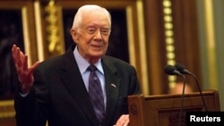 El expresidente Jimmy Carter en un evento en Londres, en febrero de 2016. 