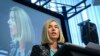 រូបឯកសារ៖ លោកស្រី​ Federica Mogherini ​តំណាង​ជាន់ខ្ពស់​នៃ​សហភាព​អឺរ៉ុប​ទទួល​បន្ទុក​គោលនយោបាយ​​ការបរទេស​ និង​សន្តិសុខ ថ្លែងនៅក្នុងសន្និសីទឯកអគ្គរដ្ឋទូតសហភាពអឺរ៉ុប នៅទីក្រុងប៊្រុចសែល ប្រទេសប៊ែលហ្សិក កាលពីថ្ងៃទី៣ ខែកញ្ញា​ ឆ្នាំ២០១៨។