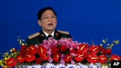 Vietnam's Defense Minster General Ngo Xuan Lich speaks to regional security officials in Beijing, Oct. 21, 2019. Vietnam has pulled the animated feature "Abominable" from theaters because it showed a map supporting Chinese claims to the South China Sea.