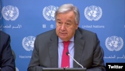 El secretario general de la ONU, António Guterres, habló con periodistas sobre una amplia gama de asuntos de interés regional y mundial, en el marco de la 73 Asamblea General de la ONU, en Nueva York. Septiembre 20 de 2018. Foto:@NoticiasONU.