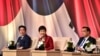 South Korean President Park Geun-hye, center, Japanese Prime Minister Shinzo Abe, left, and Chinese Premier Li Keqiang attend at a business summit in Seoul, Nov. 1, 2015. The leaders met for their first summit talks in more than three years as the Northeast Asian powers struggle to find common ground amid bickering over history and territory disputes.