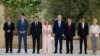 From left, German Chancellor Olaf Scholz, Canadian Prime Minister Justin Trudeau, French President Emmanuel Macron, Italy's Prime Minister Giorgia Meloni, US President Joe Biden, Japanese Prime Minister Fumio Kishida, British Prime Minister Rishi Sunak po