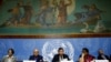 Christopher Sidoti, Marzuki Darusman and Radhika Coomaraswamy, members of the Independent International Fact-finding Mission on Myanmar attends a news conference on the publication of their final written report at the United Nations in Geneva, Switzerland
