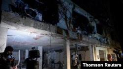 Una vista de las instalaciones destruidas de una base militar, que según las autoridades se debió a la explosión de un coche bomba, se observa en Cúcuta, Colombia, el 16 de junio de 2021.