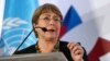 La Alta Comisionada de las Naciones Unidas para los Derechos Humanos, Michelle Bachelet, habla durante la inauguración del "Seminario de mujeres afrodescendientes de América Latina" en San José, Costa Rica.