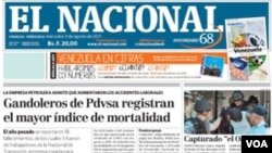 Portada del diario El Nacional, de Venezuela. [Foto: Archivo]
