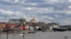 A view of the flooded city of Orenburg on April 13, 2024. Russian emergency services on April 13, 2024 said they had evacuated thousands of people from the Orenburg region in the south of the Urals as flood water continued to rise.