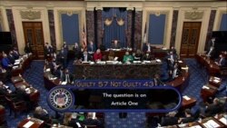 El Senado de EE.UU. vota para absolver al expresidente de Donald Trump, por una votación de 57 a favor y 43 en contra, que resultó menor a la mayoría de dos terceras partes necesarias para condenarlo.