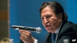 El ex presidente Alejandro Toledo pronuncia un discurso ante las Naciones Unidas, en Nueva York, el 24 de mayo de 2017.