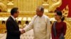 ၂၀၁၆ဧပြီလတုန်းက တရုတ်နိုင်ငံခြားရေး ဝန်ကြီးWang Yi ၊ သမ္မတ ဦးထင်ကျော်၊ နိုင်ငံတော်အတိုင်ပင်ခံတို့နှင့် တွေ့ဆုံစဉ် 
