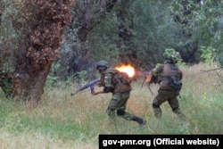 Russian military drills on August 3, 2016 in Tiraspol,Transnistria, the breakaway region of Moldova occupied by Russian forces.