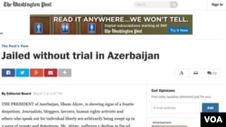 The Washington Post-da Azərbaycanla bağlı məqalə 