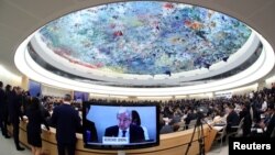 Vista general durante una sesión del Consejo de Derechos Humanos en las Naciones Unidas en Ginebra, Suiza, 24 de febrero de 2020. 