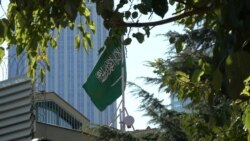 Wednesday commemoration of Jamal Khashoggi’s slaying was held a few meters from Saudi consulate in Istanbul where he was killed, allegedly by a Saudi hit squad. (Courtesy Dorian Jones)