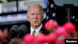 El presidente de Estados Unidos, Joe Biden, durante un acto de graduación en la Academia Naval, en Annapolis, Maryland, el 27 de mayo de 2022.