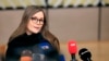 FILE - Icelandic Prime Minister Katrin Jakobsdottir speaks with the media as she arrives for an EU Summit in Brussels on March 22, 2024. Jakobsdottir announced her retirement as prime minister on April 5, 2024. She said she will run for president of the island nation.