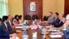 In this photo released by the Foreign Office, Special Representative for Afghanistan Reconciliation Zalmay Khalilzad, third from right, holds talks with Pakistani officials at the Foreign Minister in Islamabad, Pakistan, June 2, 2019.