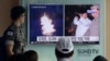 A South Korean army soldier watches a TV news program showing images of a North Korea ballistic missile launch, at Seoul Railway station in Seoul, South Korea, Aug. 25, 2016. 