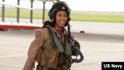 Lt. j.g. Madeline Swegle is the first known Black female tactical aircraft pilot. (U.S. Navy)