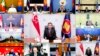 រូបឯកសារ៖ រដ្ឋមន្ត្រីការបរទេសសិង្ហបុរី (កណ្តាល) ថ្លែងនៅក្នុងកិច្ចប្រជុំអាស៊ានស្តីអំពីជំងឺកូវីដ១៩ តាមប្រព័ន្ធអ៊ីនធើណិត កាលពីថ្ងៃទី២៣ ខែមេសា ឆ្នាំ២០២០។
