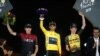 Colombia's Egan Bernal wearing the overall leader's yellow jersey climbs toward Val Thorens during the twentieth stage of the Tour de France cycling, July 27, 2019.