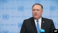 El secretario de Estado estadounidense, Mike Pompeo, en una rueda de prensa en la sede de la ONU. Foto de archivo.