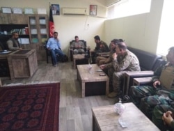 U.S. Commander General Scott Miller, center rear, arrived in Kunduz along with the Afghan defense and interior ministers to oversee a counteroffensive against Taliban insurgents, Aug. 31, 2019. (Afghan Media and Information Center via A. Gul)