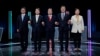 FILE - South Korean presidential election candidates (from left) Yoo Seung-min of the Bareun Party, Ahn Cheol-soo of the People's Party, Hong Joon-pyo of the Liberty Korea Party, Moon Jae-in of the Democratic Party of Korea and Sim Sang-jung of the Justice Party.