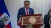 Fritz Alphonse Jean, the new president of the Haitian Presidential Transition Council, speaks at the Villa d'Accueil after taking office on March 7, 2025, in Port-au-Prince, Haiti.