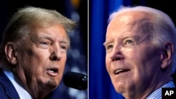 ARCHIVO - Esta imagen combinada muestra al candidato presidencial republicano, el expresidente Donald Trump, el 9 de marzo de 2024, y al presidente Joe Biden, el 27 de enero de 2024.