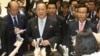 North Korean Foreign Minister Ri Yong Ho talks to reporters after a break during the 23rd Asean Regional meeting in Vientiane, Laos, July 26, 2016. 