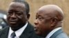 Zimbabwean War Veterans leader Chris Mutsvangwa (R), arrives at a meeting of the ruling ZANU-PF party in Harare, Nov. 19, 2017. 